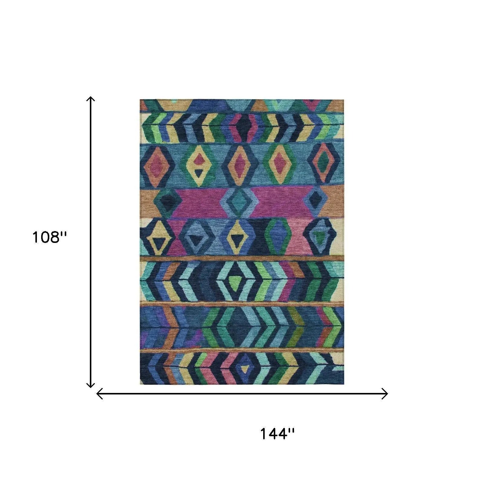 9' X 12' Navy Blue And Blue Tribal Washable Indoor Outdoor Area Rug Homeroots Outdoor
