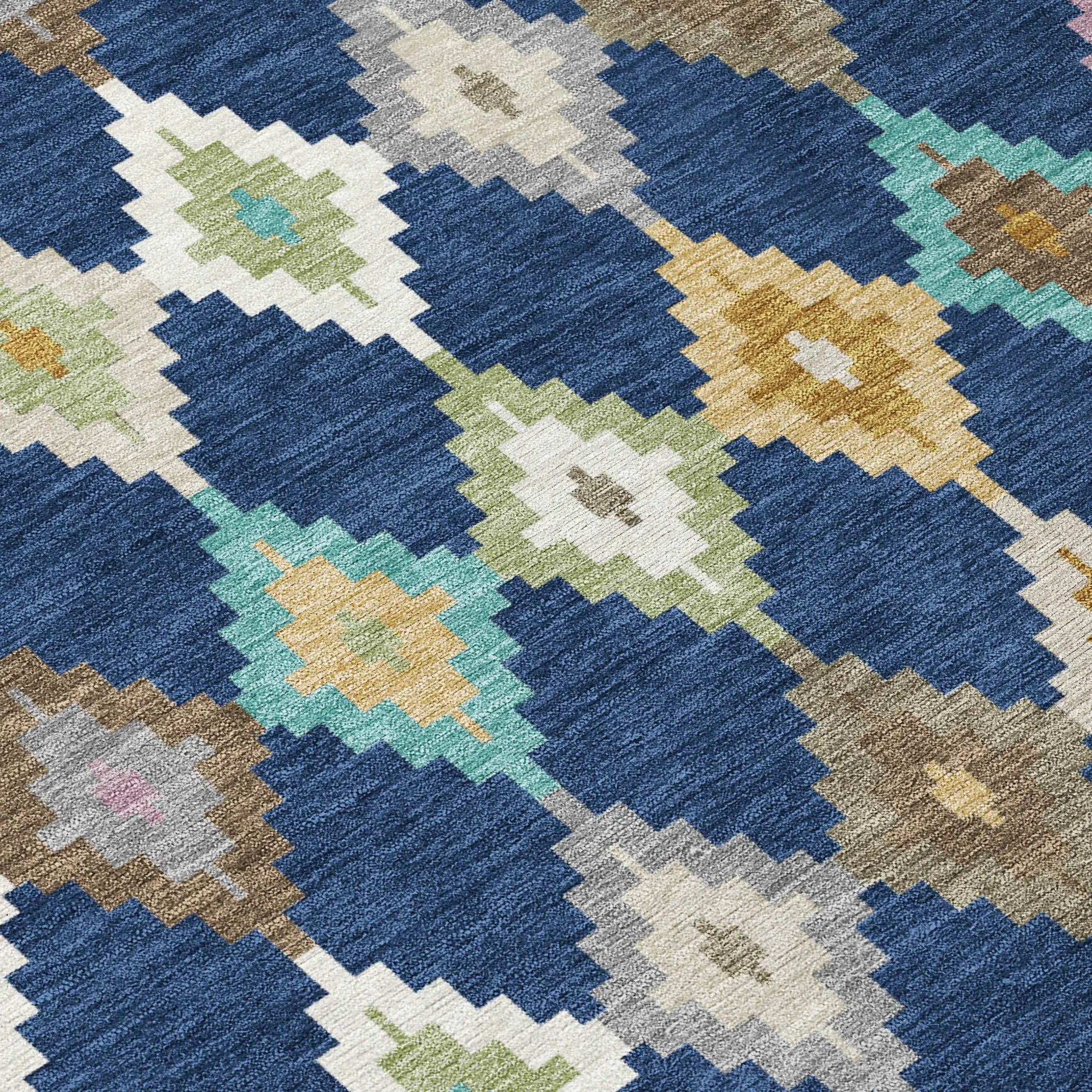 9' X 12' Navy Blue And Chocolate Aztec Washable Indoor Outdoor Area Rug Homeroots Outdoor