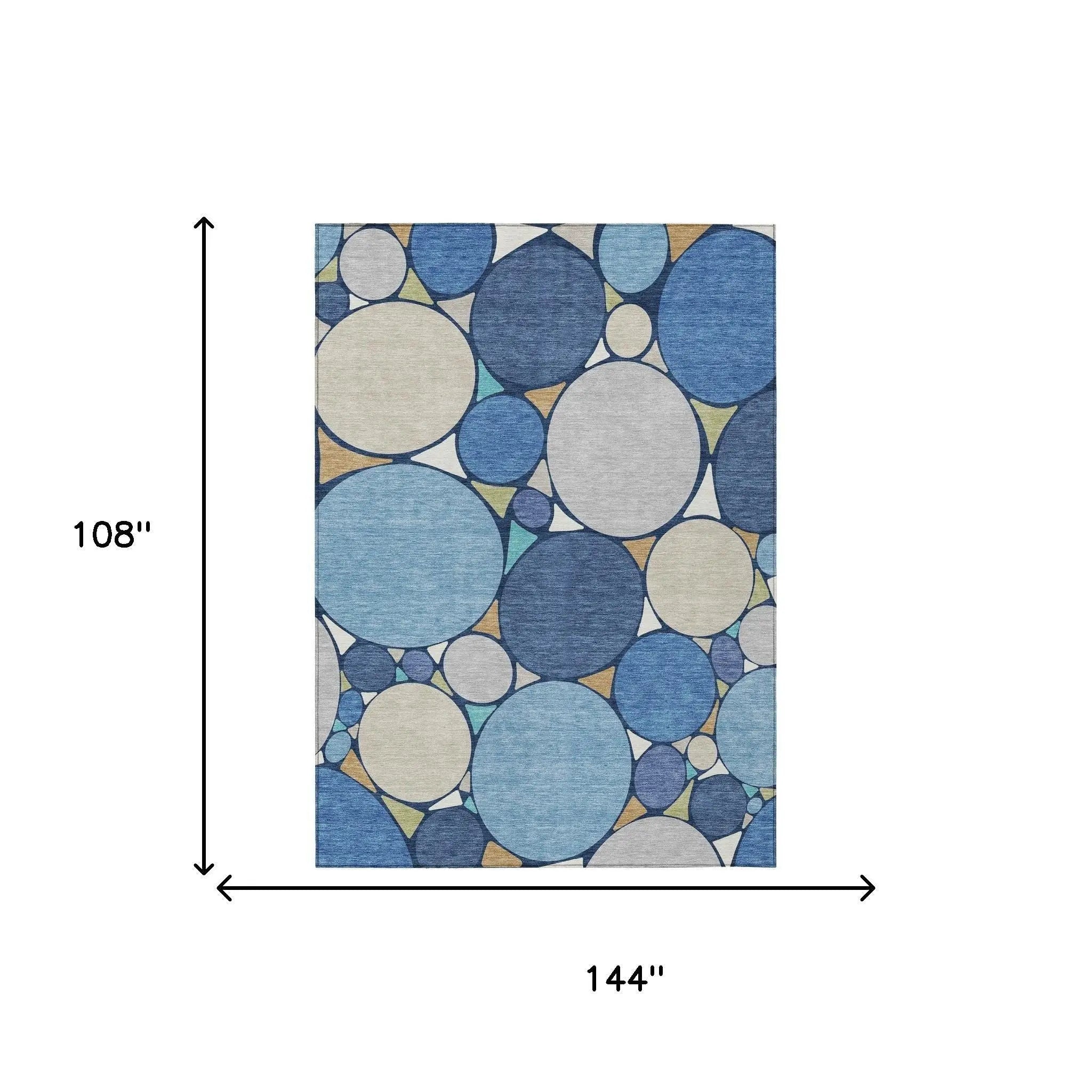 9' X 12' Navy Blue And Denim Blue Geometric Washable Indoor Outdoor Area Rug Homeroots Outdoor