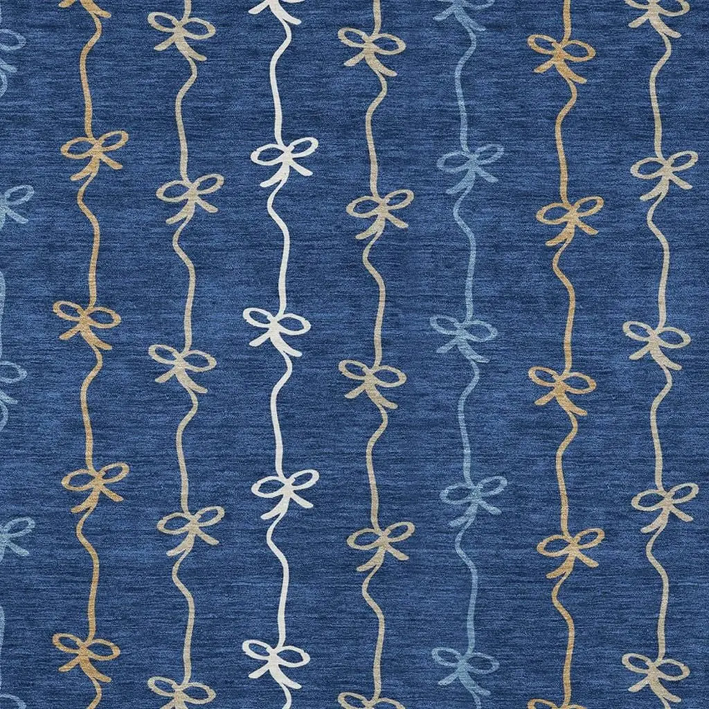 9' X 12' Navy Blue And Denim Blue Southwestern Washable Indoor Outdoor Area Rug Homeroots Outdoor