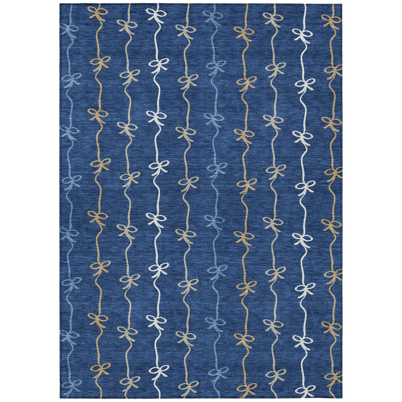 9' X 12' Navy Blue And Denim Blue Southwestern Washable Indoor Outdoor Area Rug Homeroots Outdoor