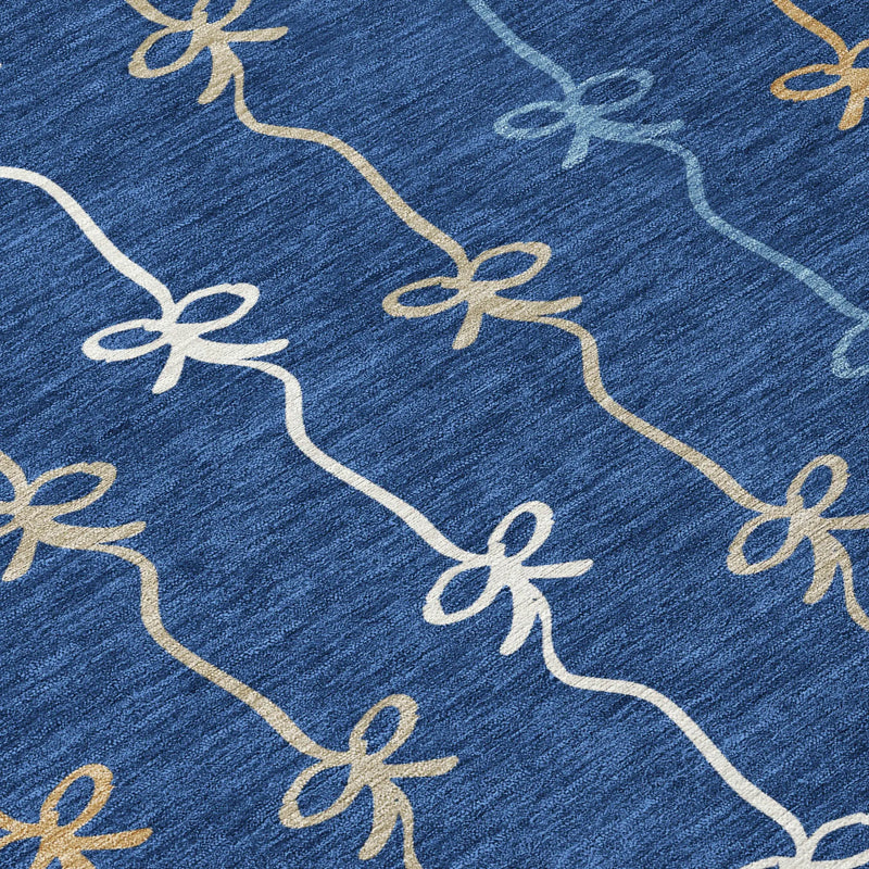 9' X 12' Navy Blue And Denim Blue Southwestern Washable Indoor Outdoor Area Rug Homeroots Outdoor
