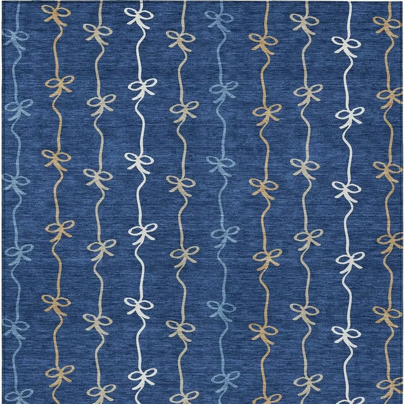 9' X 12' Navy Blue And Denim Blue Southwestern Washable Indoor Outdoor Area Rug Homeroots Outdoor