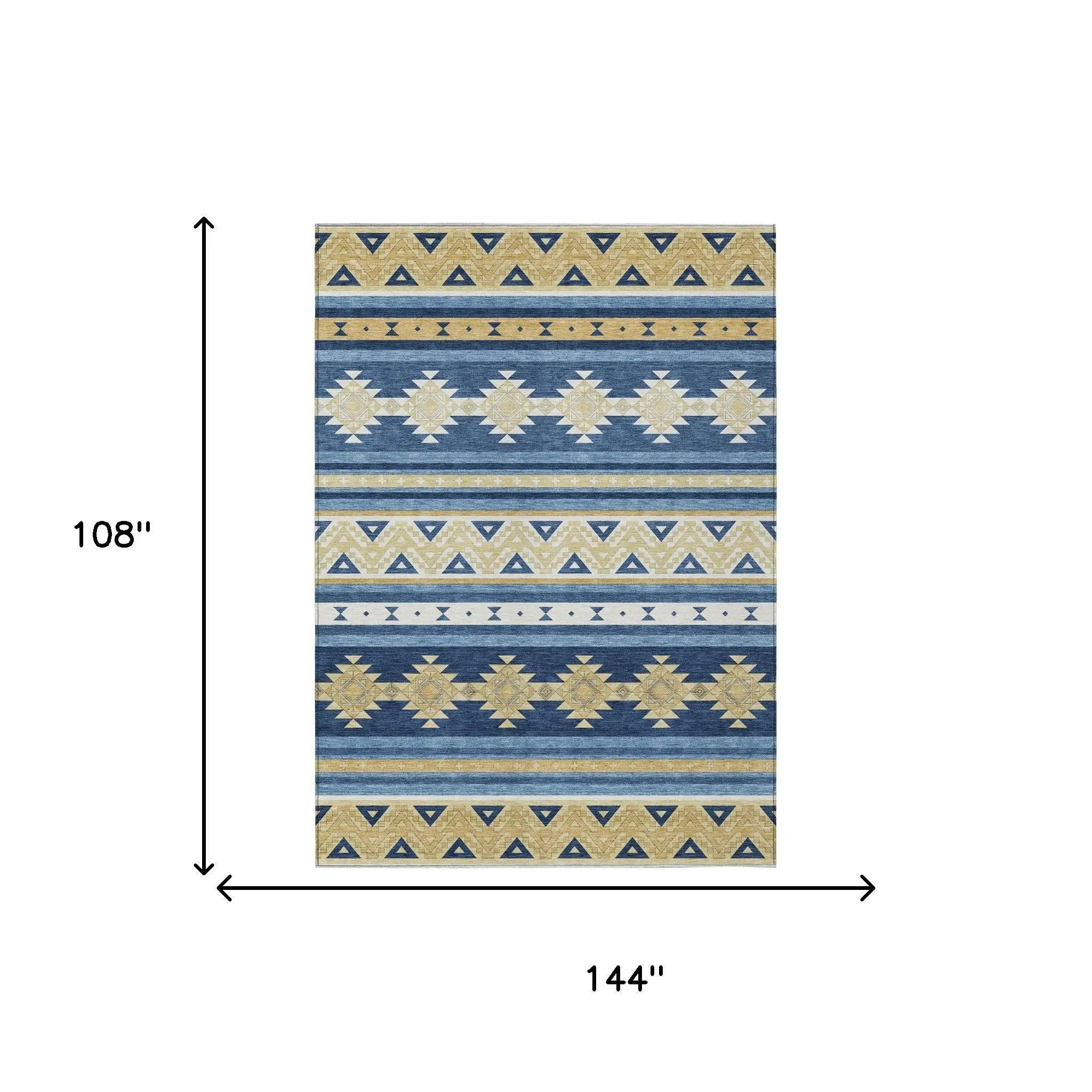 9' X 12' Navy Blue And Denim Blue Southwestern Washable Indoor Outdoor Area Rug Homeroots Outdoor