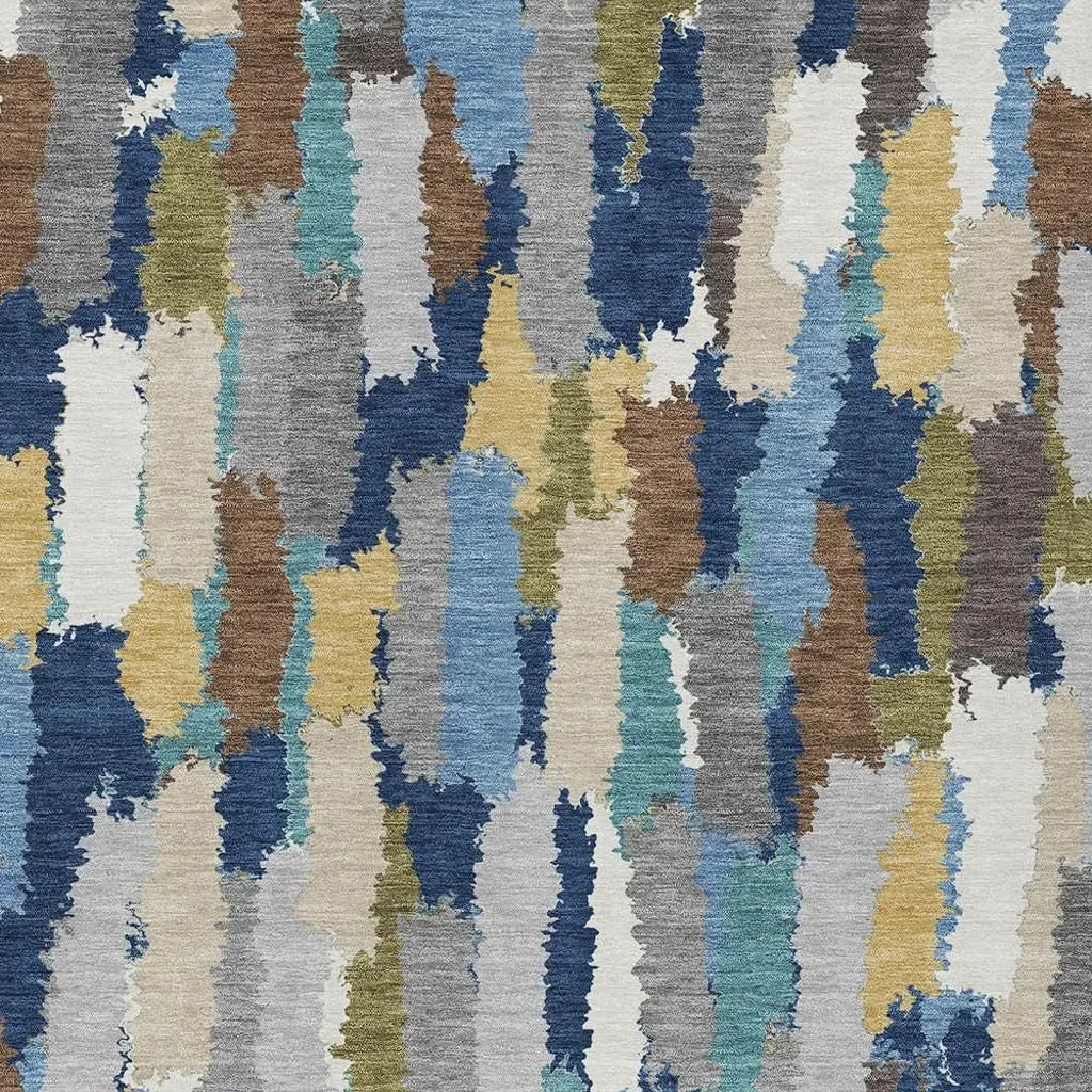 9' X 12' Navy Blue And Denim Blue Striped Washable Indoor Outdoor Area Rug Homeroots Outdoor