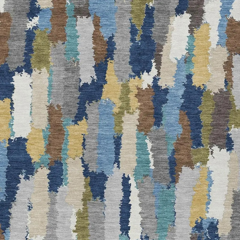 9' X 12' Navy Blue And Denim Blue Striped Washable Indoor Outdoor Area Rug Homeroots Outdoor