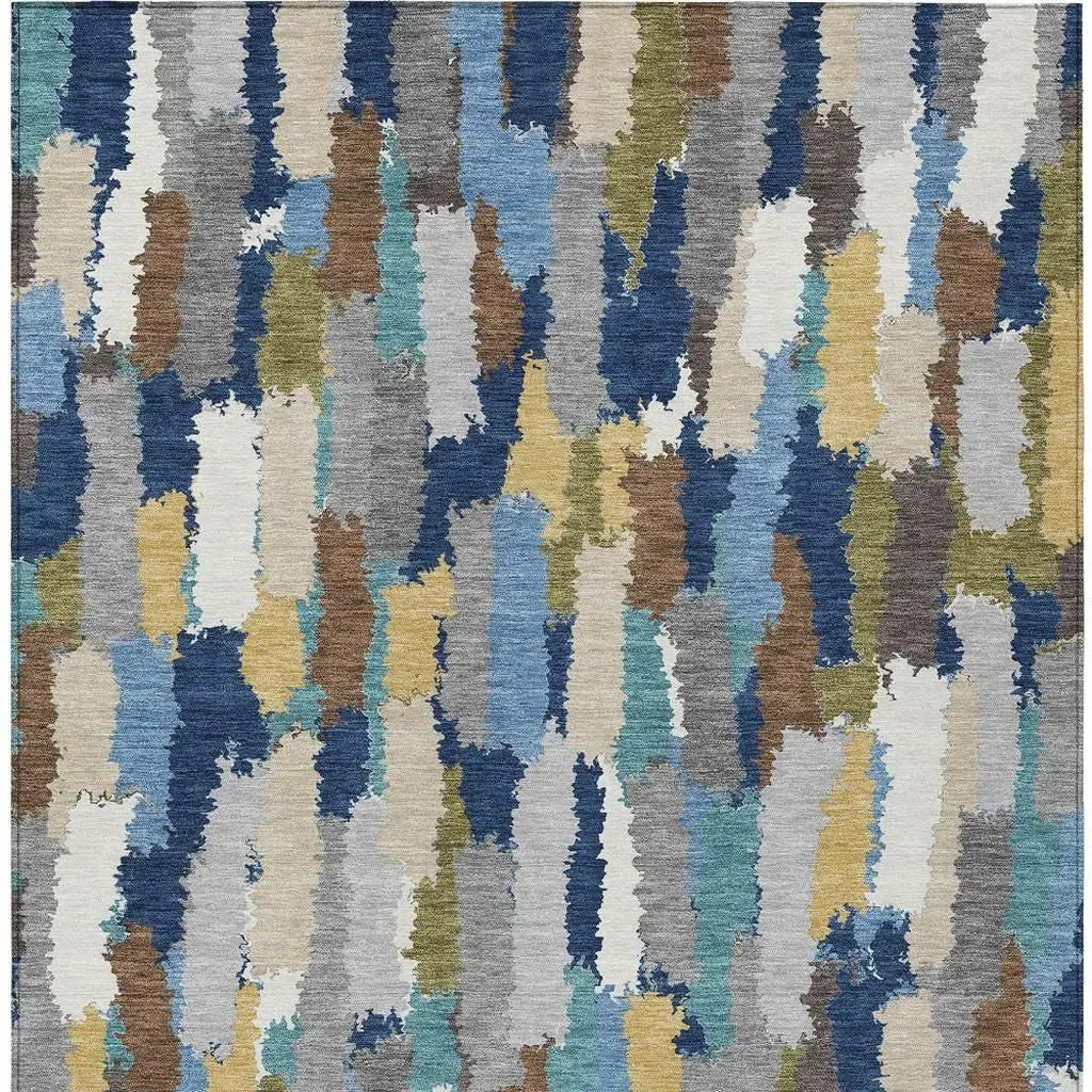 9' X 12' Navy Blue And Denim Blue Striped Washable Indoor Outdoor Area Rug Homeroots Outdoor