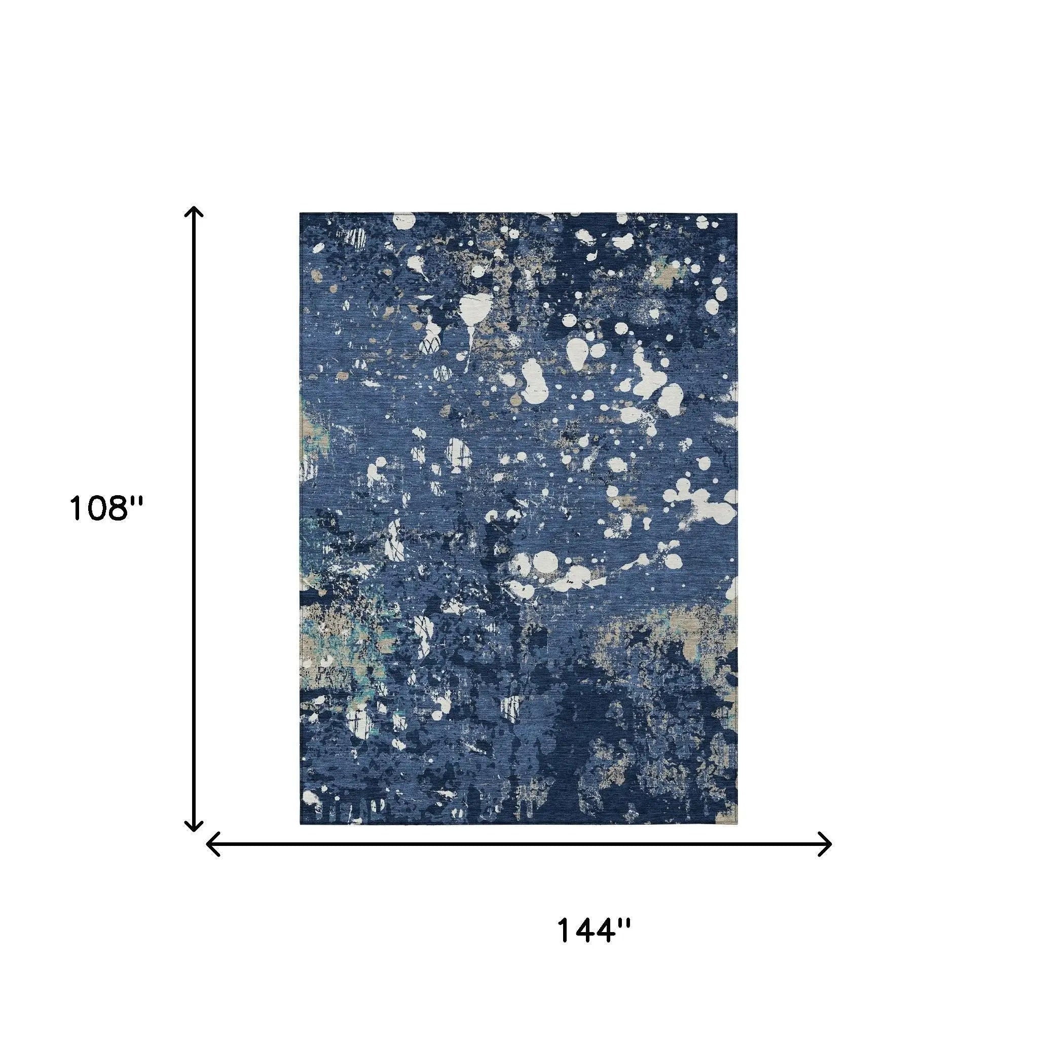 9' X 12' Navy Blue And Fern Green Abstract Washable Indoor Outdoor Area Rug Homeroots Outdoor
