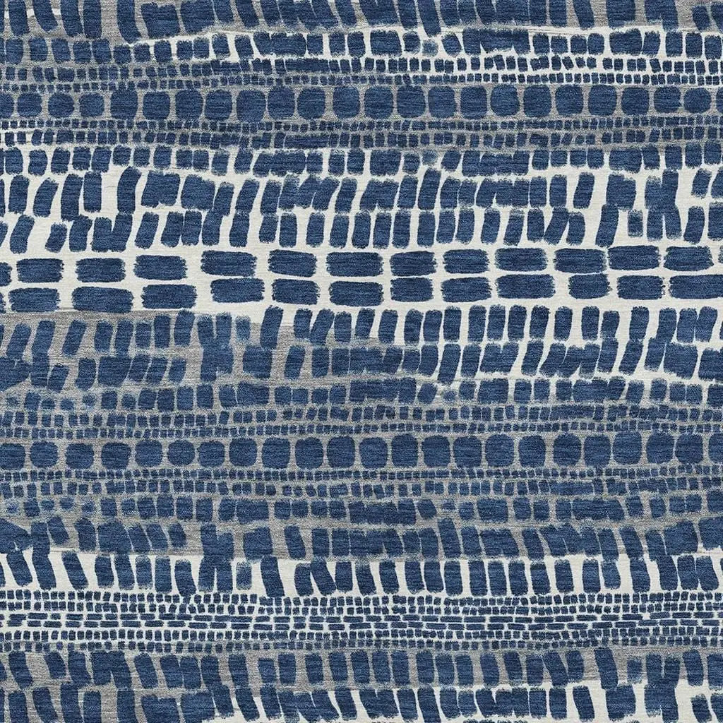 9' X 12' Navy Blue And Gray Abstract Washable Indoor Outdoor Area Rug Homeroots Outdoor