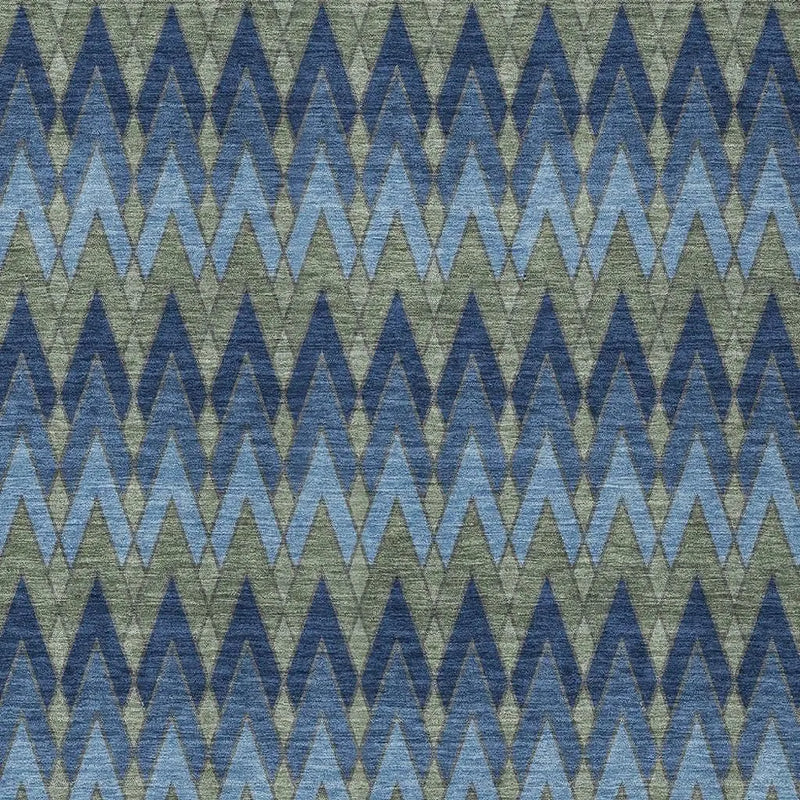 9' X 12' Navy Blue And Green Geometric Washable Indoor Outdoor Area Rug Homeroots Outdoor