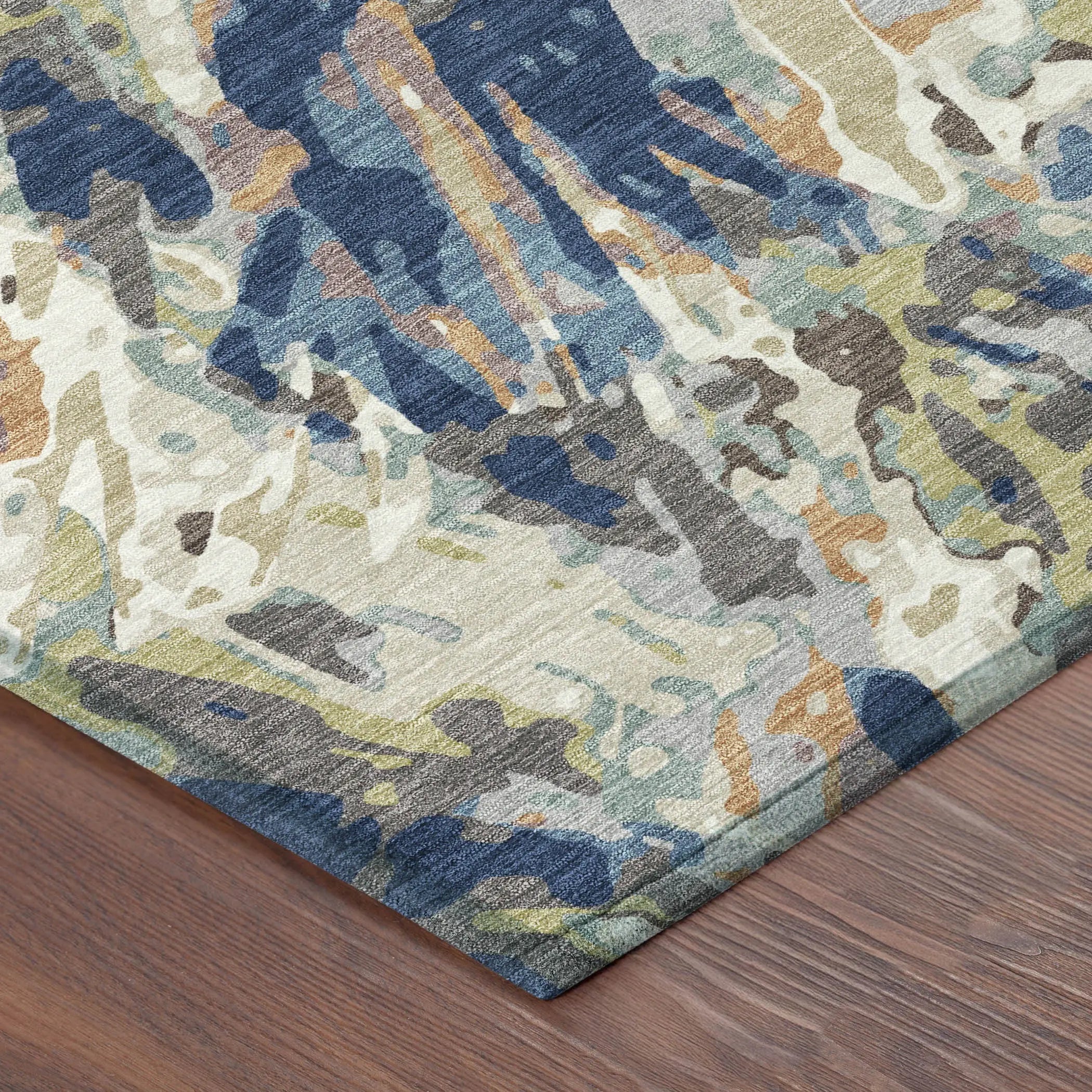 9' X 12' Navy Blue And Ivory Abstract Washable Indoor Outdoor Area Rug Homeroots Outdoor