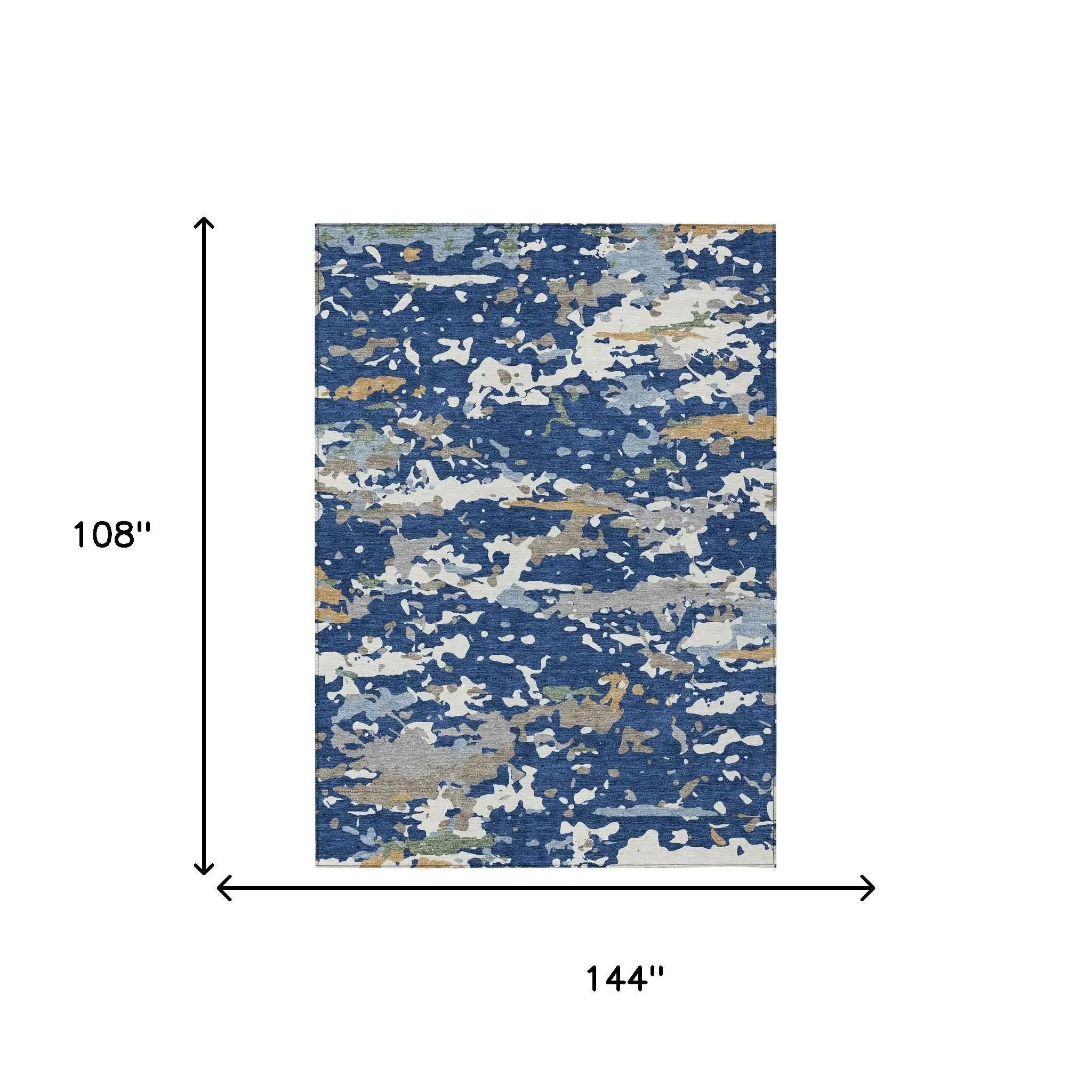 9' X 12' Navy Blue And Ivory Abstract Washable Indoor Outdoor Area Rug Homeroots Outdoor