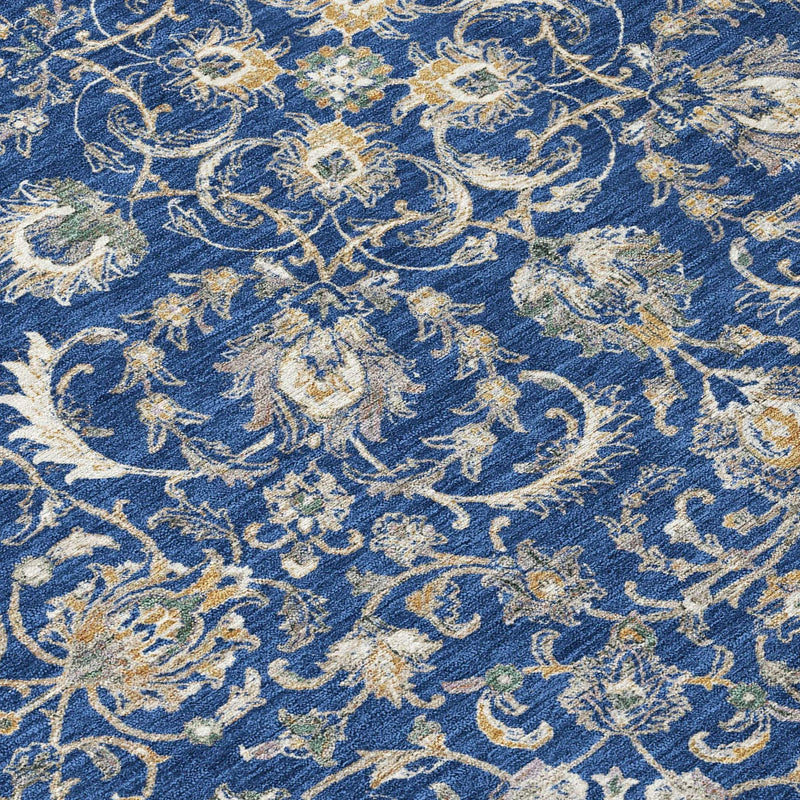 9' X 12' Navy Blue And Ivory Botanical Leaves Washable Indoor Outdoor Area Rug Homeroots Outdoor