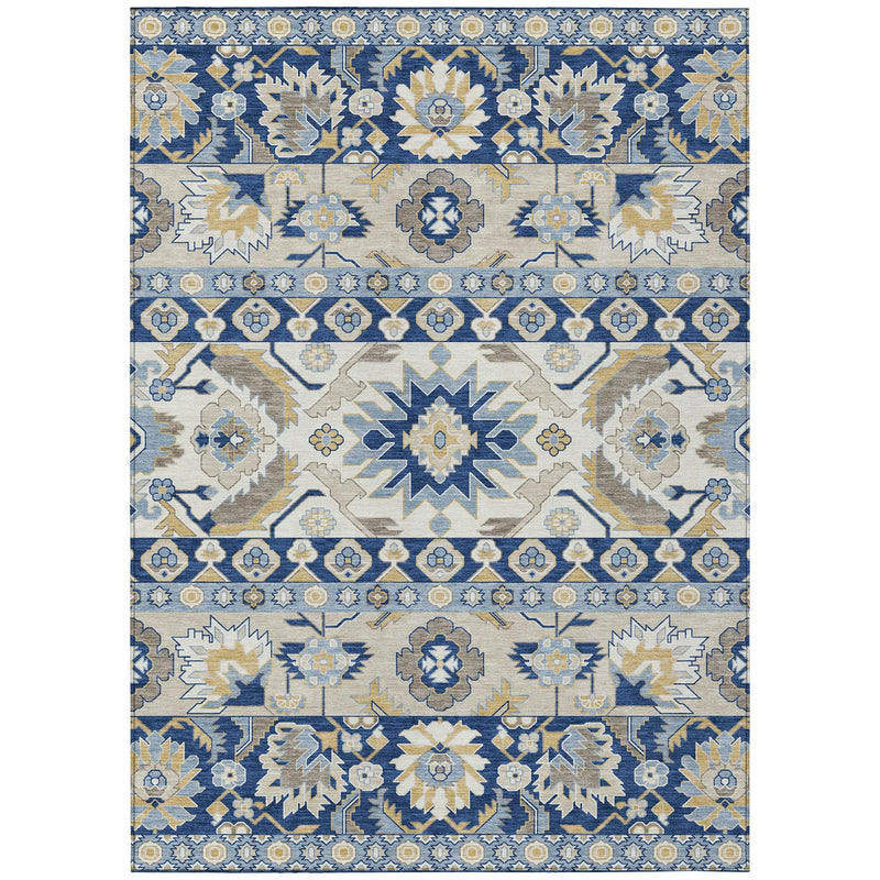 9' X 12' Navy Blue And Ivory Cactus Washable Indoor Outdoor Area Rug Homeroots Outdoor