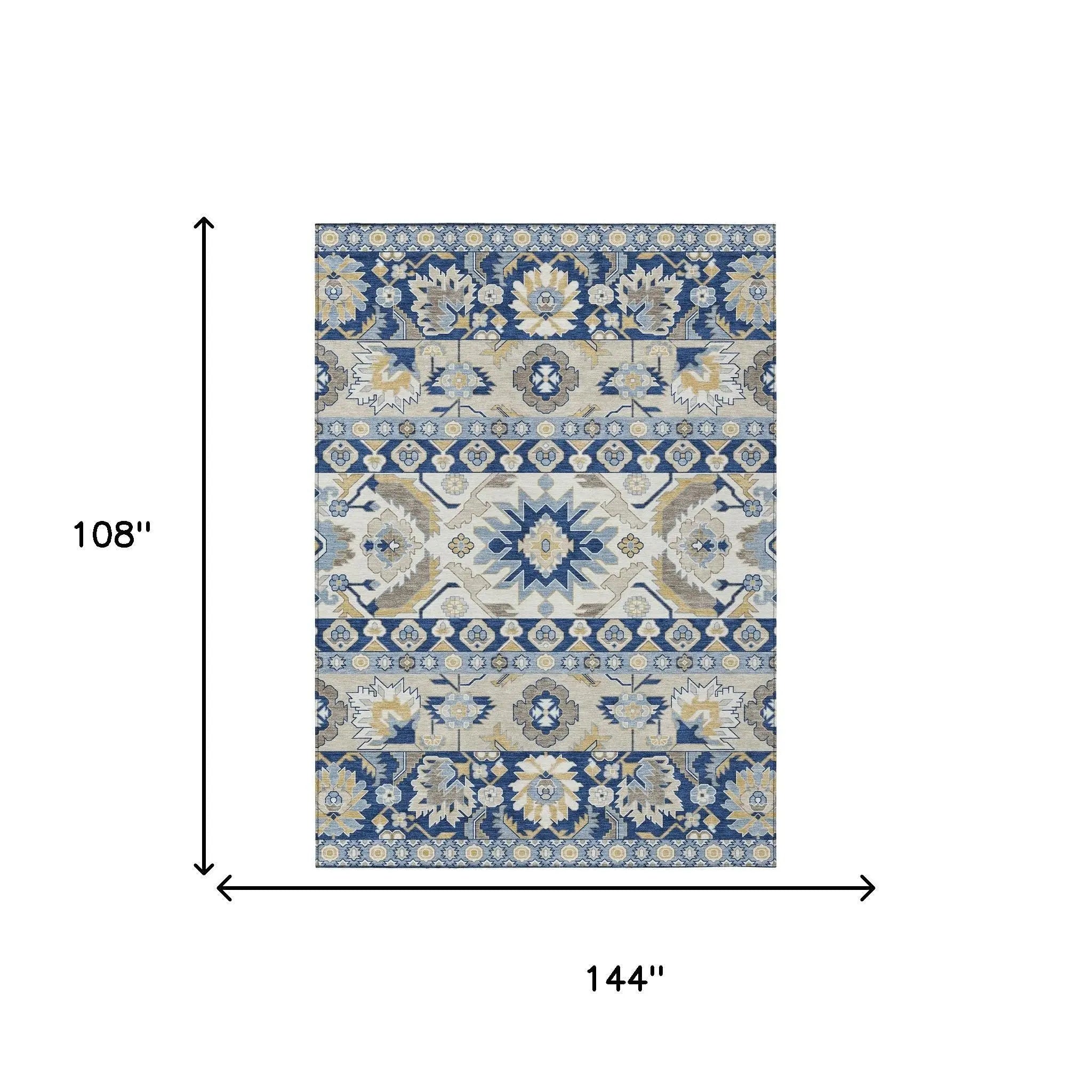 9' X 12' Navy Blue And Ivory Cactus Washable Indoor Outdoor Area Rug Homeroots Outdoor