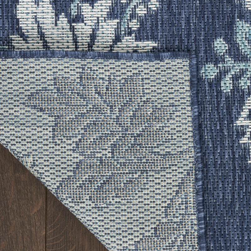 9' X 12' Navy Blue And Ivory Floral Indoor Outdoor Area Rug Homeroots Outdoor