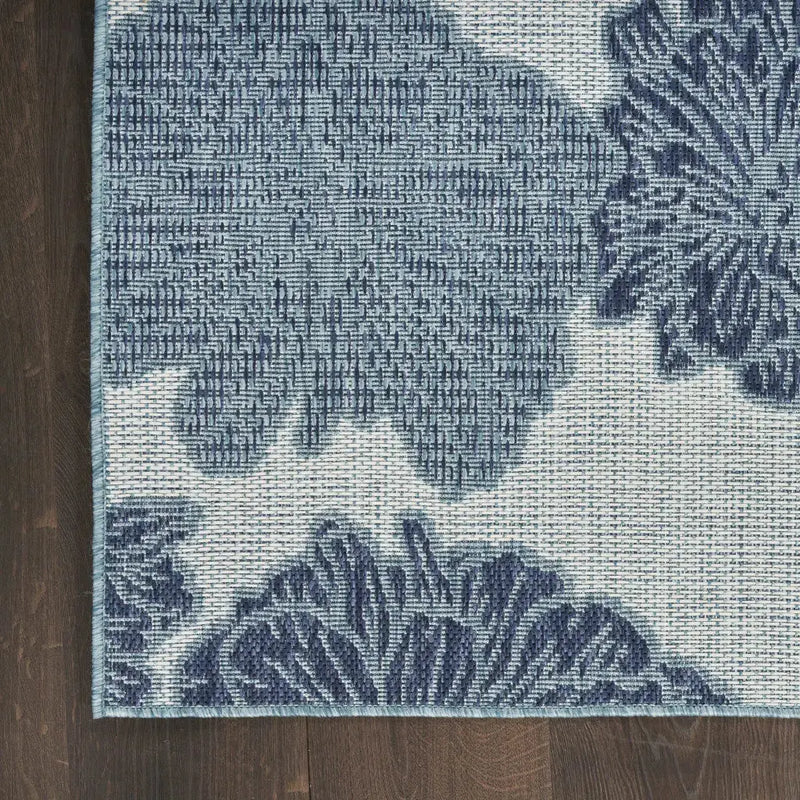 9' X 12' Navy Blue And Ivory Floral Indoor Outdoor Area Rug Homeroots Outdoor
