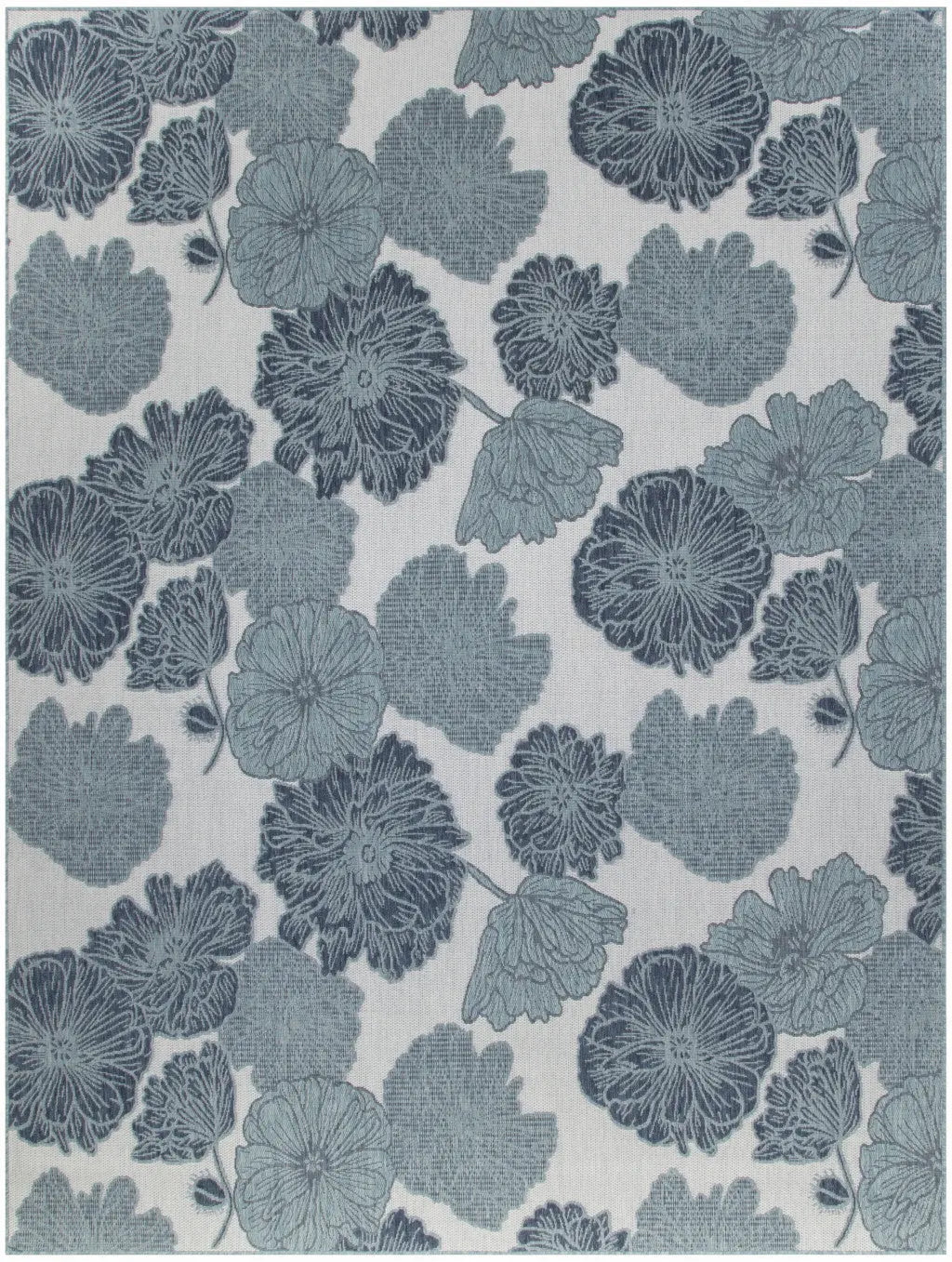 9' X 12' Navy Blue And Ivory Floral Indoor Outdoor Area Rug Homeroots Outdoor