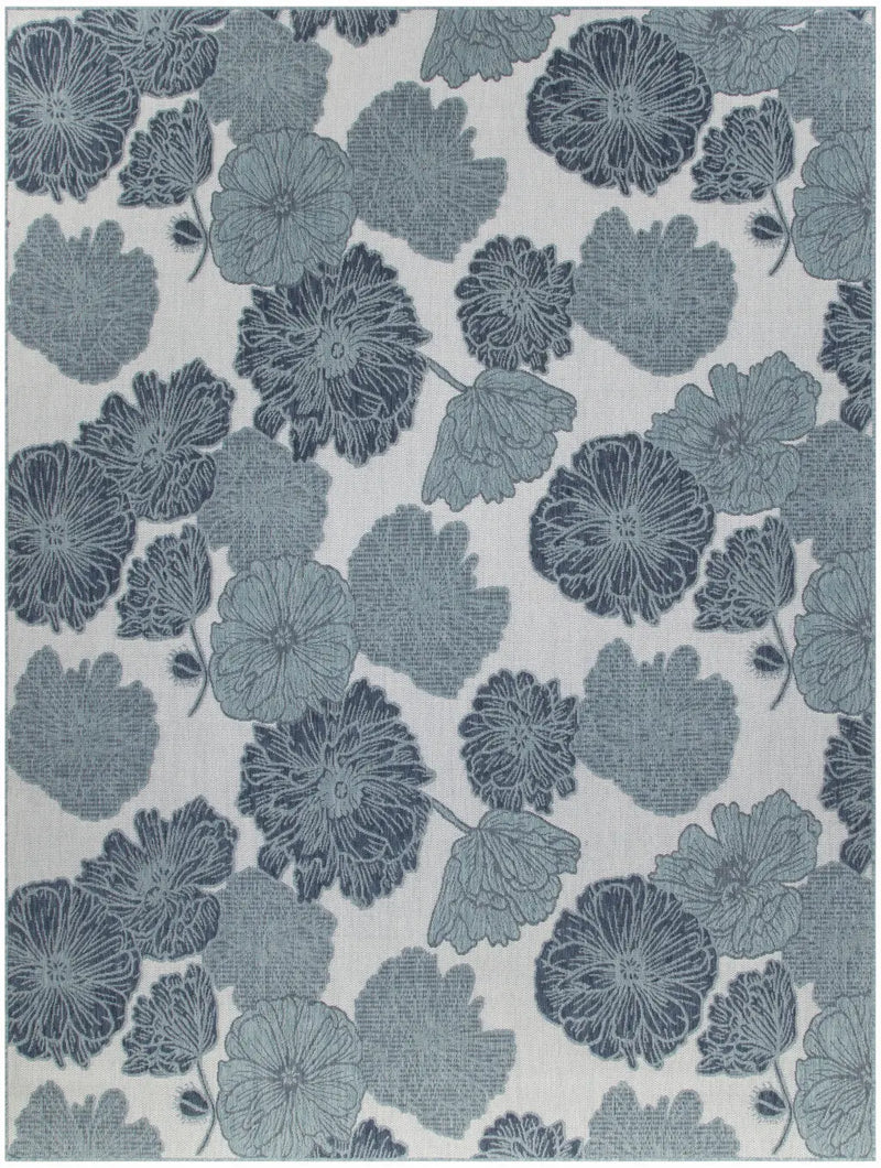 9' X 12' Navy Blue And Ivory Floral Indoor Outdoor Area Rug Homeroots Outdoor