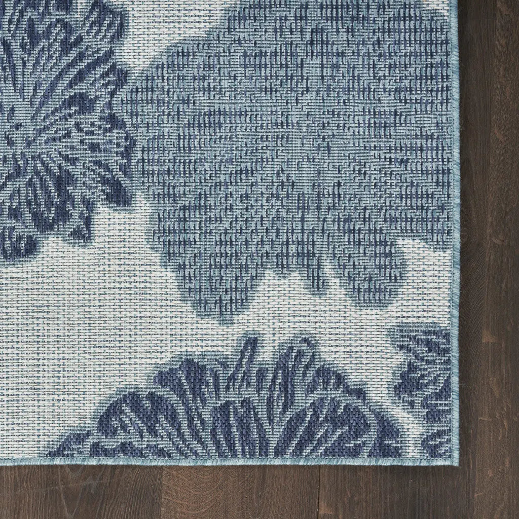 9' X 12' Navy Blue And Ivory Floral Indoor Outdoor Area Rug Homeroots Outdoor