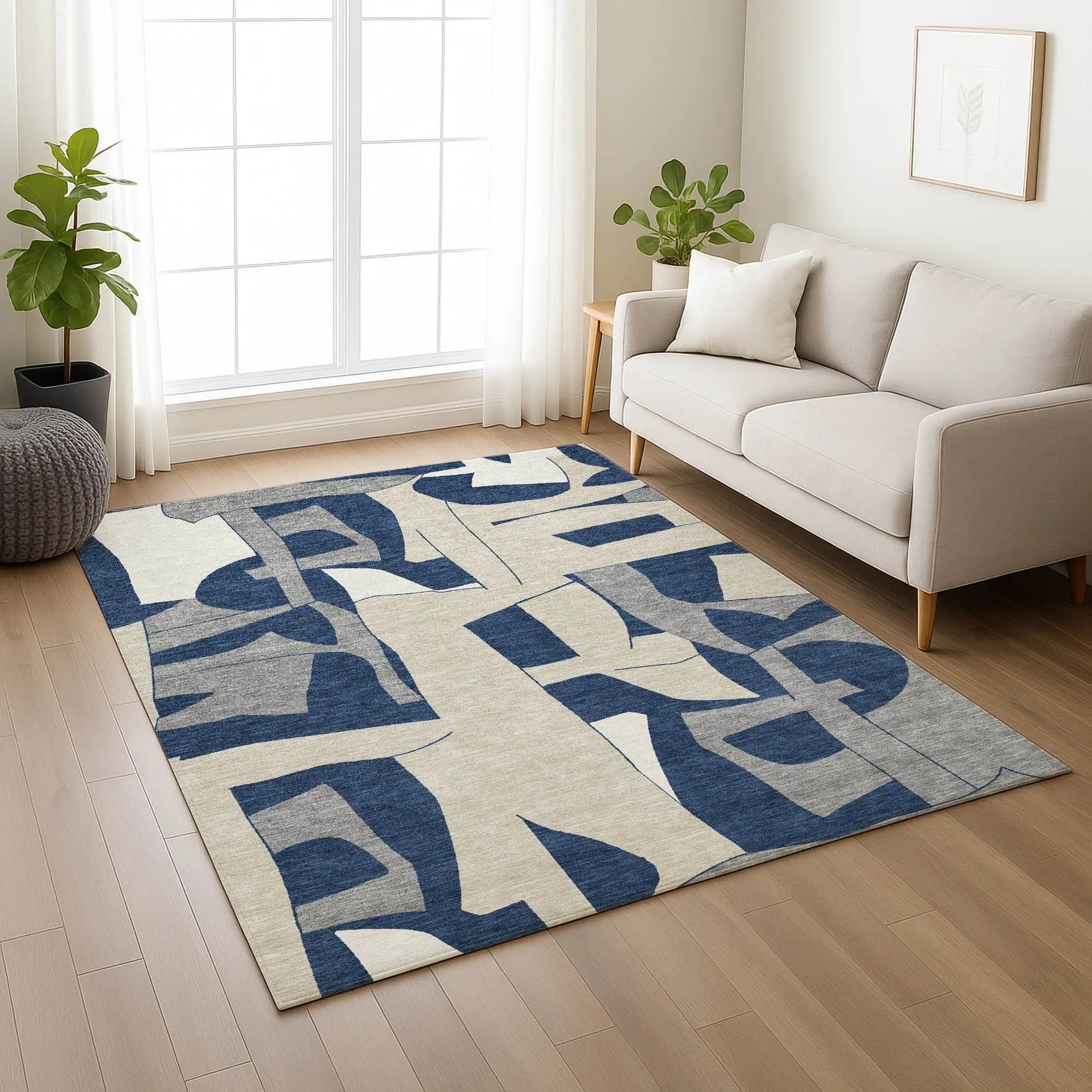 9' X 12' Navy Blue And Ivory Geometric Washable Indoor Outdoor Area Rug Homeroots Outdoor