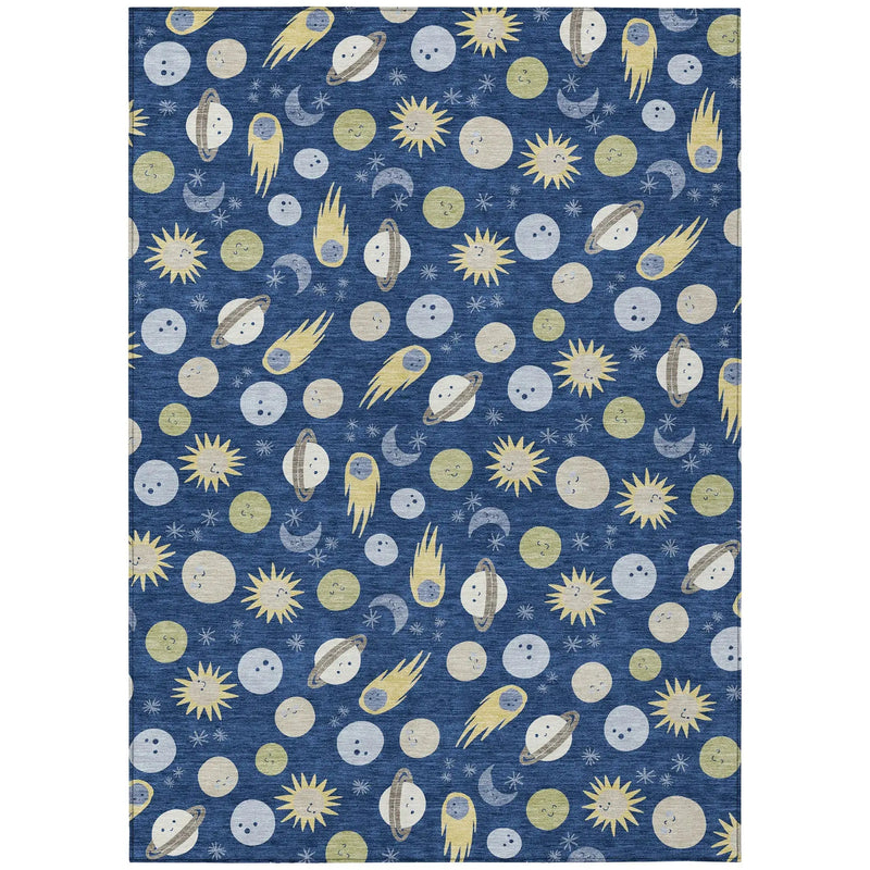 9' X 12' Navy Blue And Ivory Geometric Washable Indoor Outdoor Area Rug Homeroots Outdoor