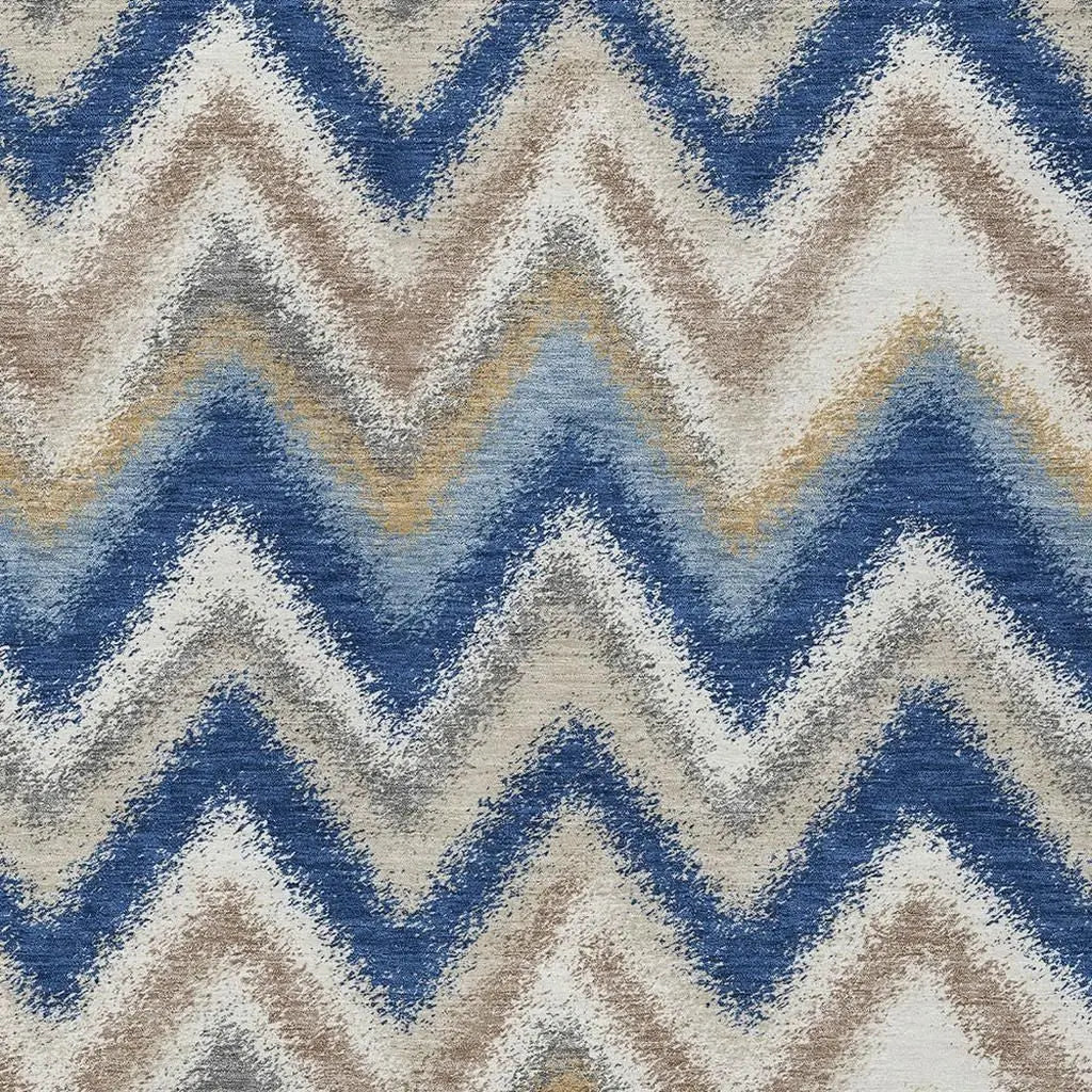 9' X 12' Navy Blue And Ivory Geometric Washable Indoor Outdoor Area Rug Homeroots Outdoor