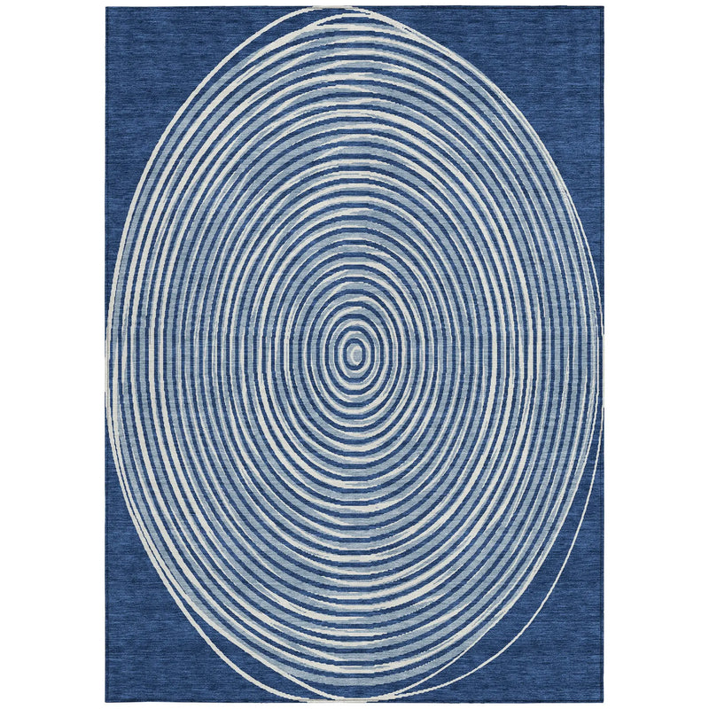 9' X 12' Navy Blue And Ivory Geometric Washable Indoor Outdoor Area Rug Homeroots Outdoor