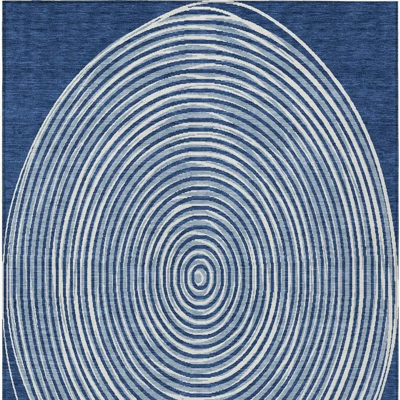 9' X 12' Navy Blue And Ivory Geometric Washable Indoor Outdoor Area Rug Homeroots Outdoor