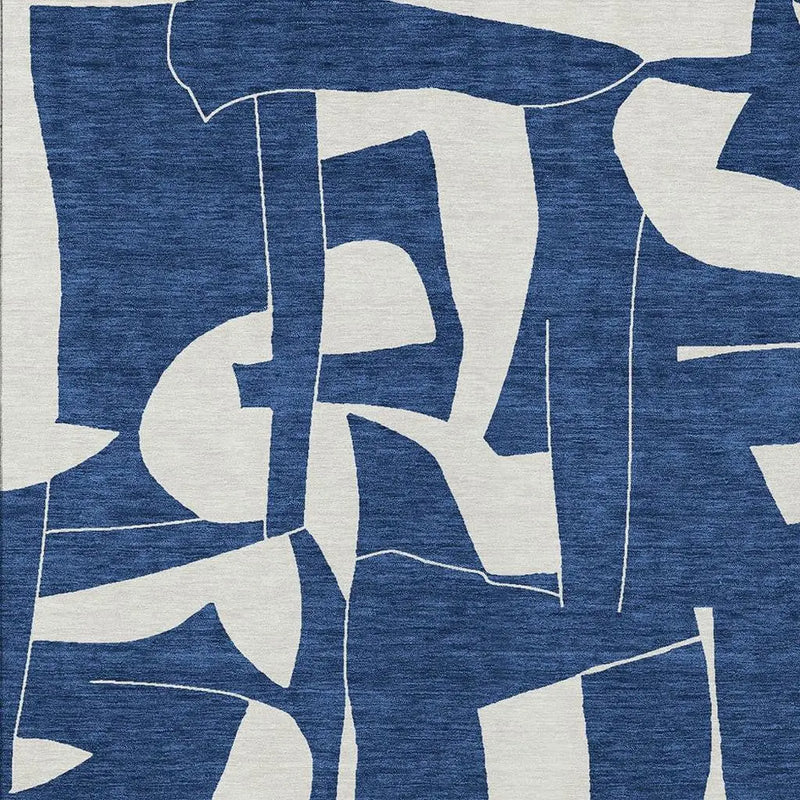 9' X 12' Navy Blue And Ivory Geometric Washable Indoor Outdoor Area Rug Homeroots Outdoor