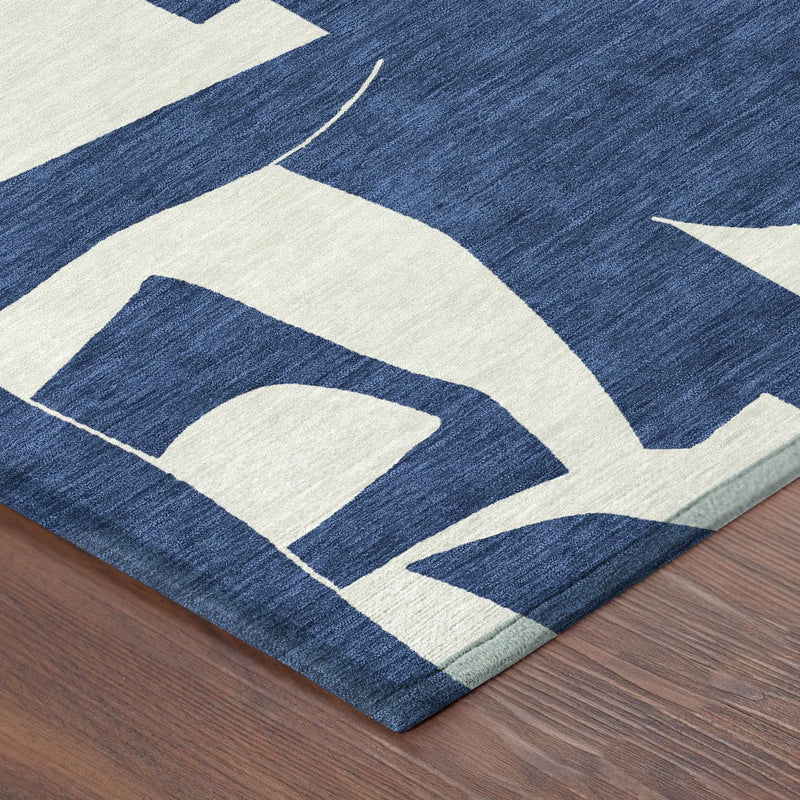 9' X 12' Navy Blue And Ivory Geometric Washable Indoor Outdoor Area Rug Homeroots Outdoor
