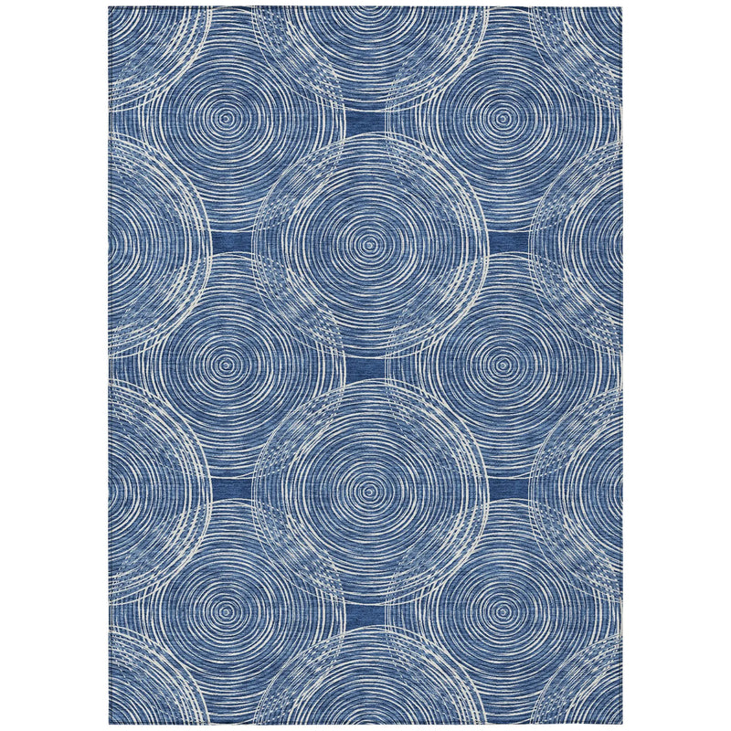 9' X 12' Navy Blue And Ivory Geometric Washable Indoor Outdoor Area Rug Homeroots Outdoor