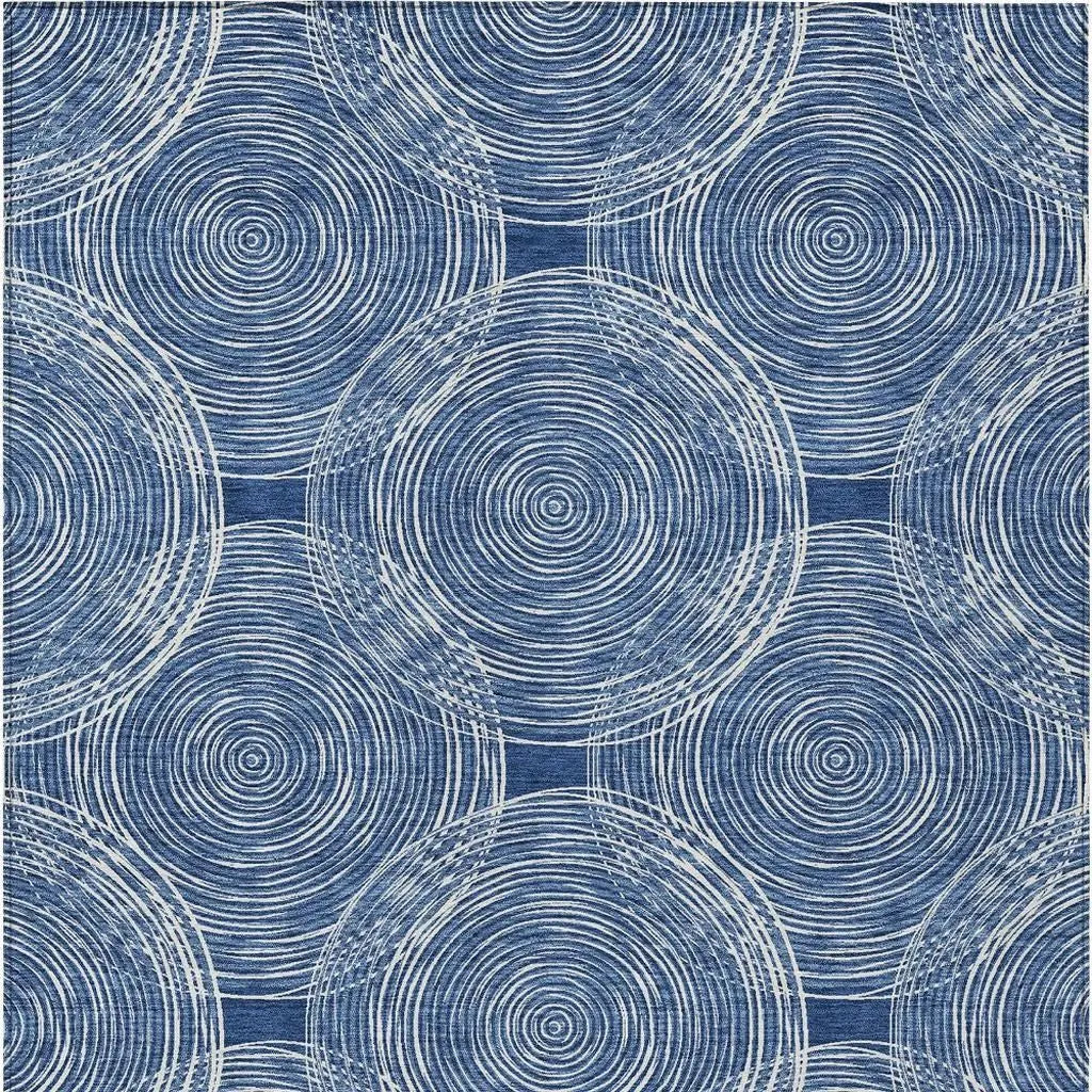 9' X 12' Navy Blue And Ivory Geometric Washable Indoor Outdoor Area Rug Homeroots Outdoor