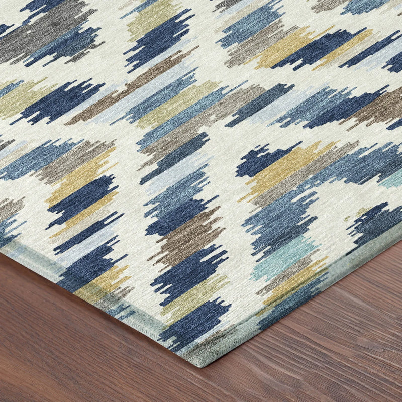 9' X 12' Navy Blue And Ivory Tribal Washable Indoor Outdoor Area Rug Homeroots Outdoor