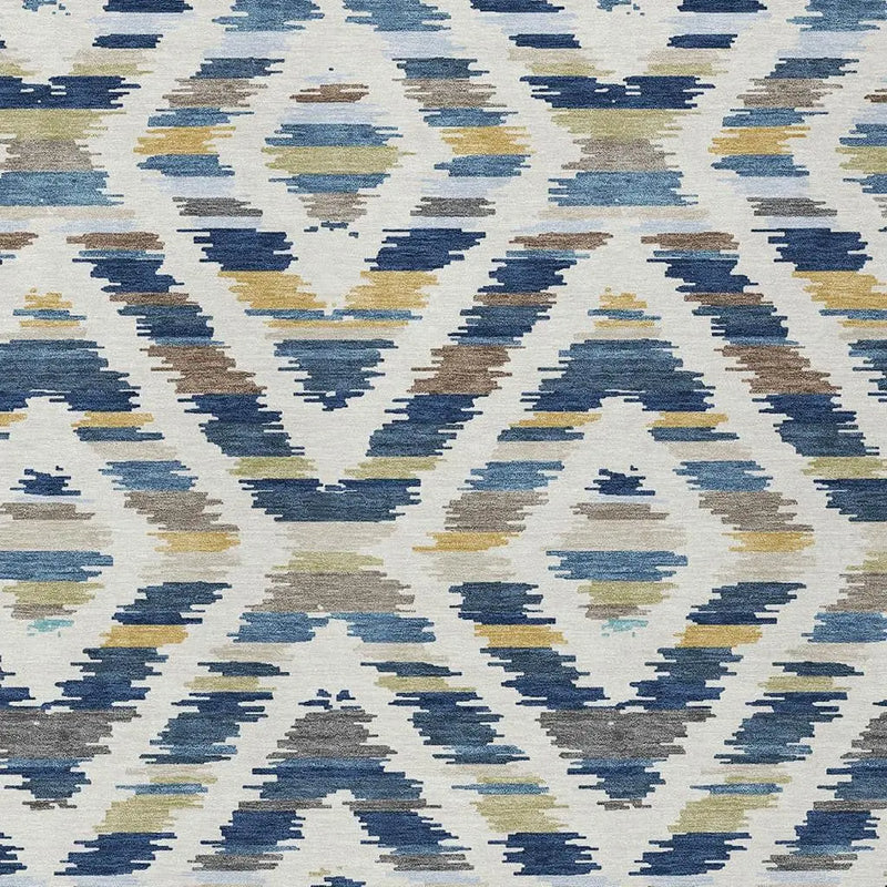 9' X 12' Navy Blue And Ivory Tribal Washable Indoor Outdoor Area Rug Homeroots Outdoor