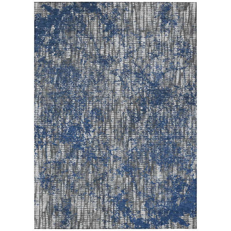 9' X 12' Navy Blue And Khaki Abstract Washable Indoor Outdoor Area Rug Homeroots Outdoor