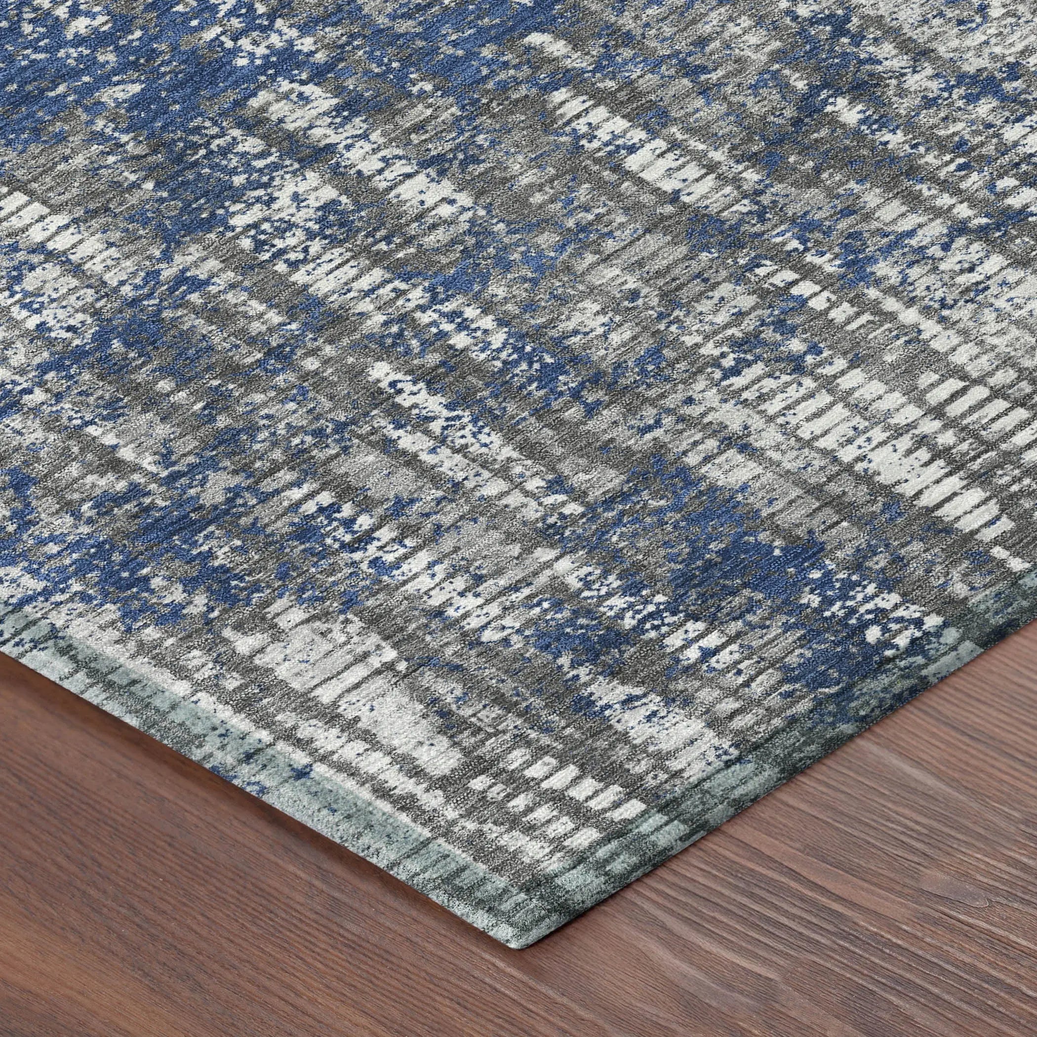 9' X 12' Navy Blue And Khaki Abstract Washable Indoor Outdoor Area Rug Homeroots Outdoor