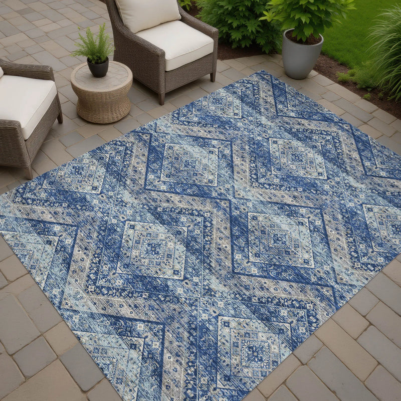 9' X 12' Navy Blue And Pink Tribal Washable Indoor Outdoor Area Rug Homeroots Outdoor