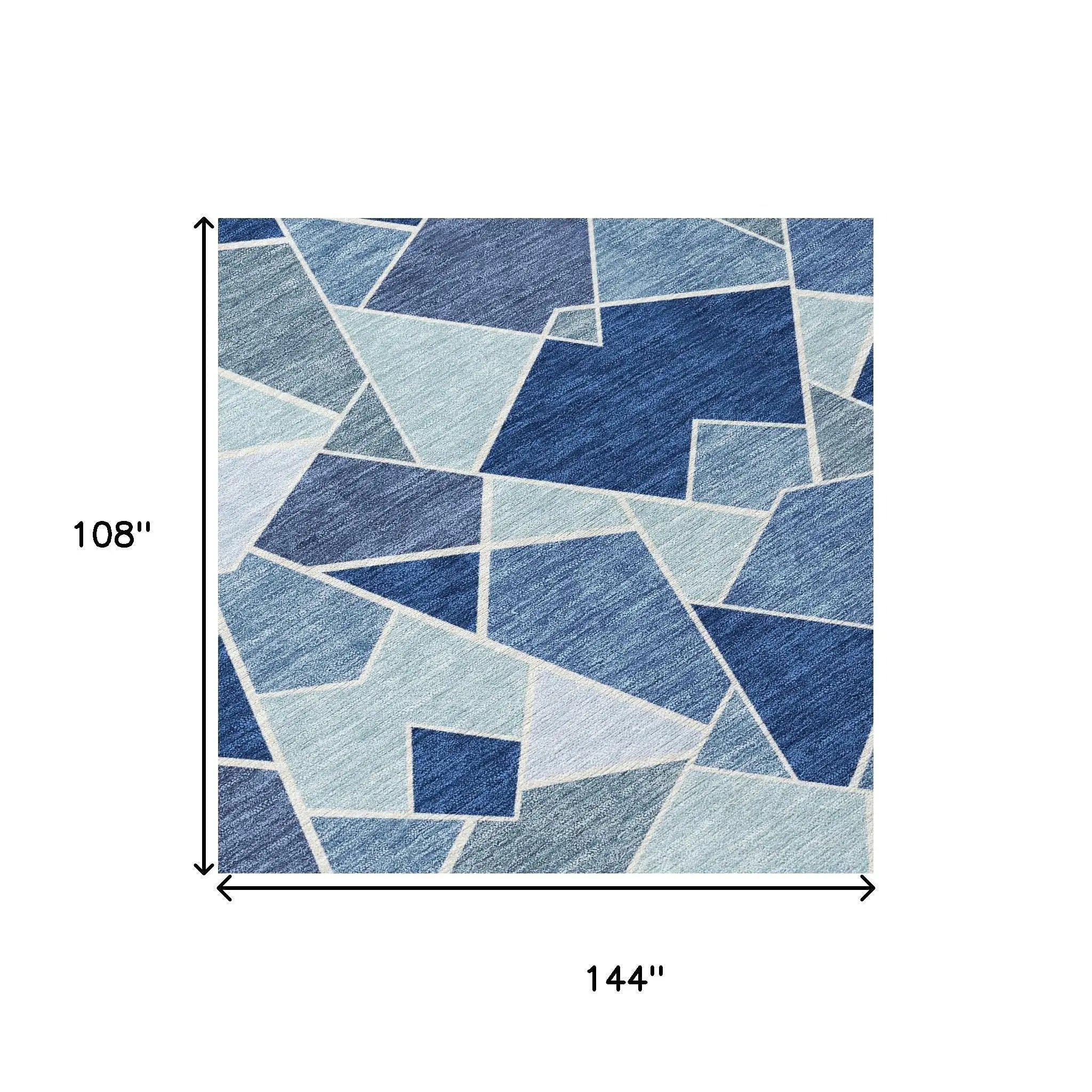 9' X 12' Navy Blue And Sky Blue Geometric Washable Indoor Outdoor Area Rug Homeroots Outdoor