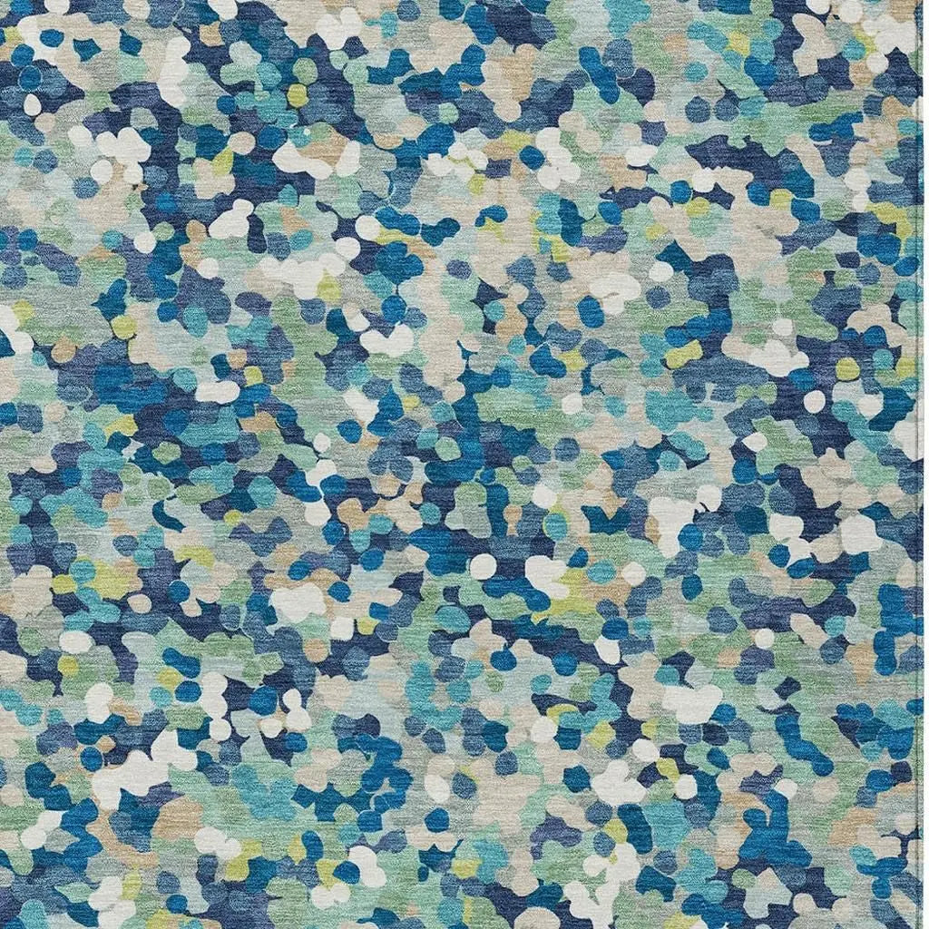 9' X 12' Navy Blue And Sky Blue Geometric Washable Indoor Outdoor Area Rug Homeroots Outdoor