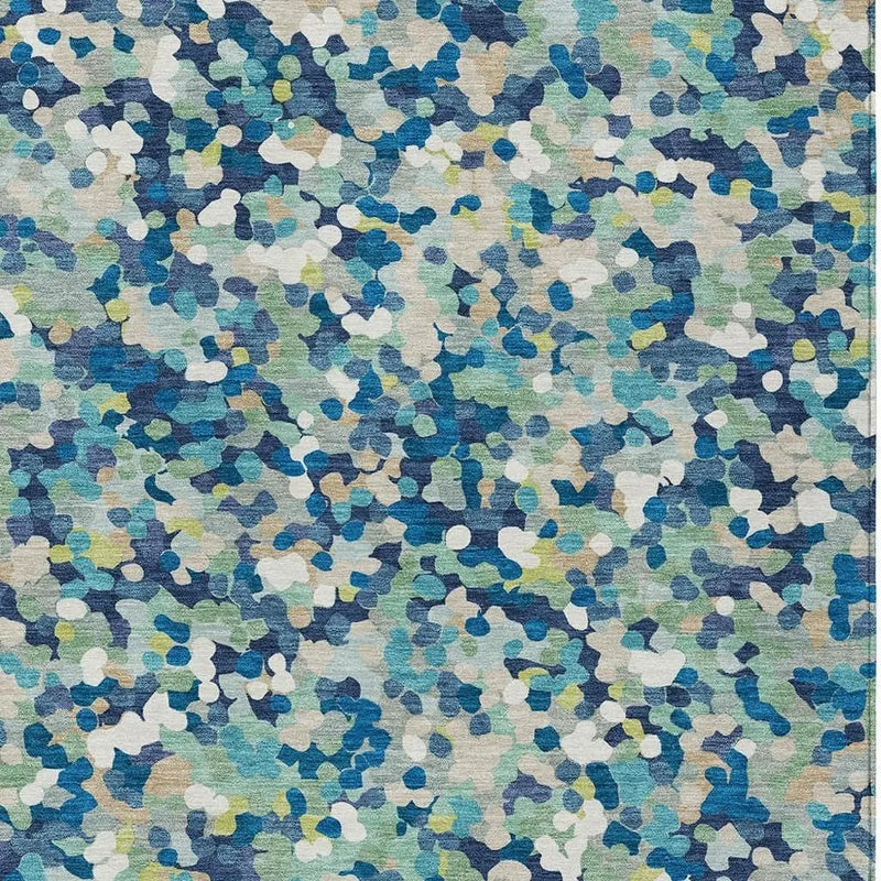 9' X 12' Navy Blue And Sky Blue Geometric Washable Indoor Outdoor Area Rug Homeroots Outdoor