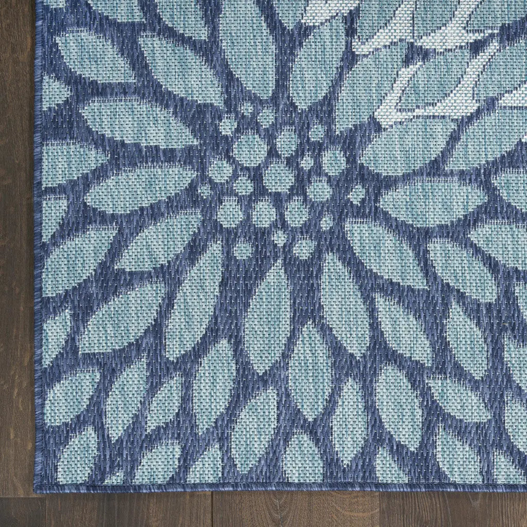 9' X 12' Navy Blue Floral Indoor Outdoor Area Rug Homeroots Outdoor