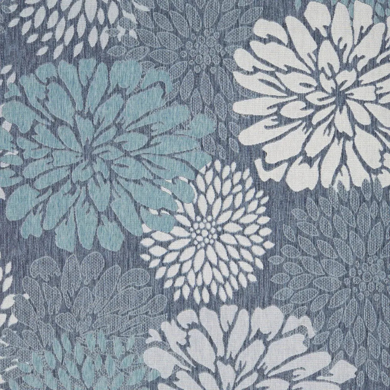 9' X 12' Navy Blue Floral Indoor Outdoor Area Rug Homeroots Outdoor