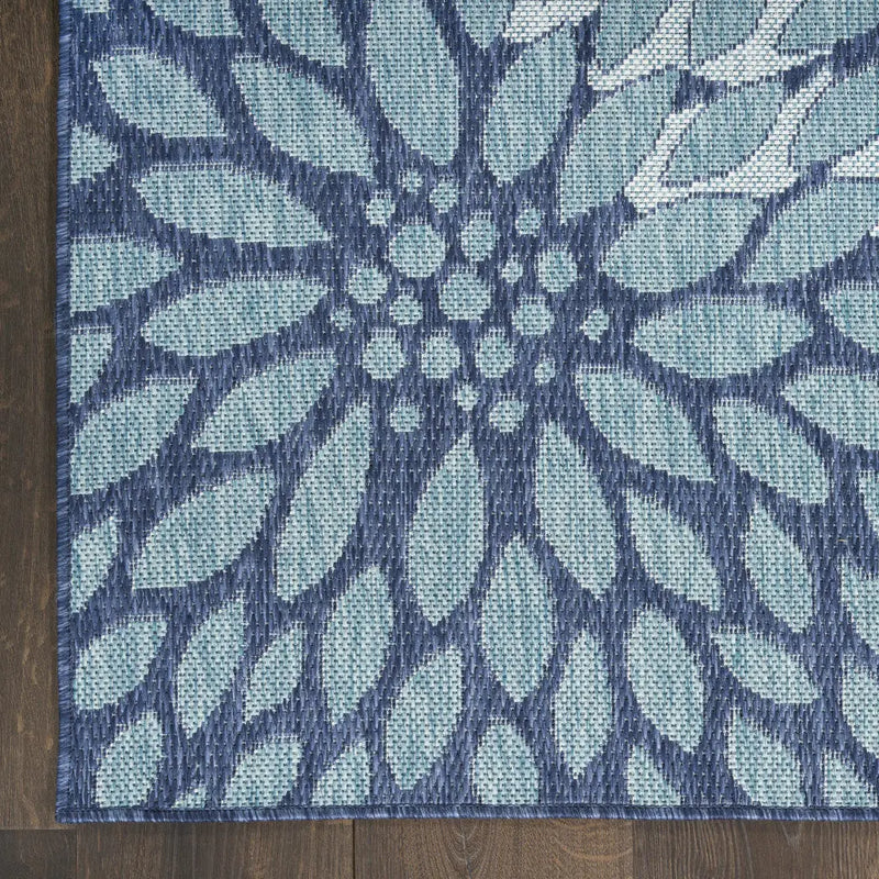 9' X 12' Navy Blue Floral Indoor Outdoor Area Rug Homeroots Outdoor