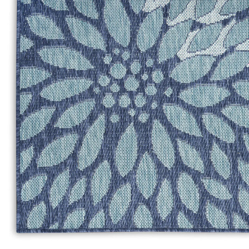 9' X 12' Navy Blue Floral Indoor Outdoor Area Rug Homeroots Outdoor