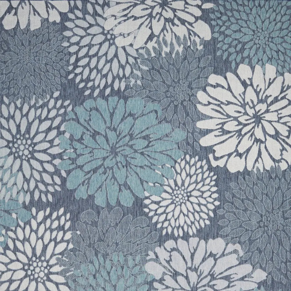 9' X 12' Navy Blue Floral Indoor Outdoor Area Rug Homeroots Outdoor