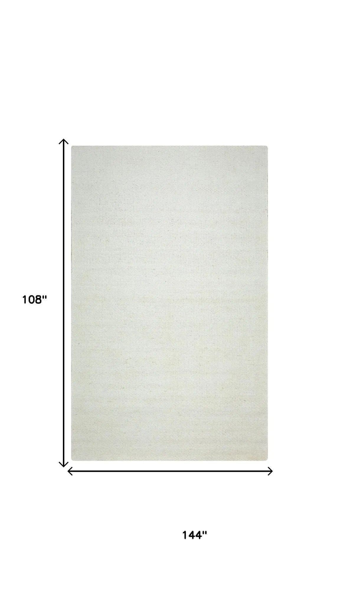 9' X 12' Off White And Ivory Wool Hand Woven Area Rug Homeroots Home Decor