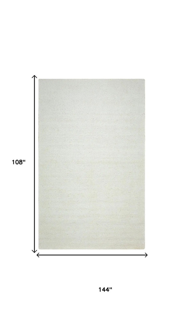 9' X 12' Off White And Ivory Wool Hand Woven Area Rug Homeroots Home Decor