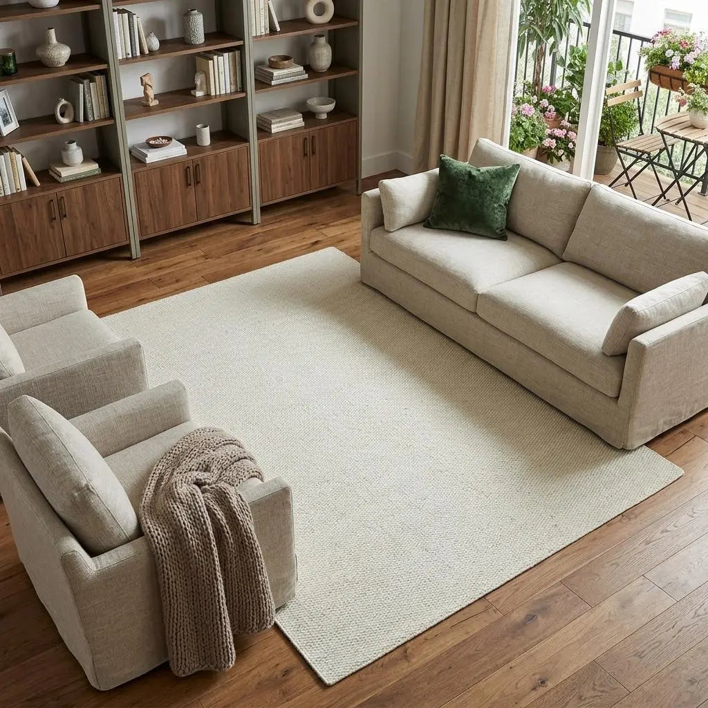 9' X 12' Off White And Ivory Wool Hand Woven Area Rug Homeroots Home Decor
