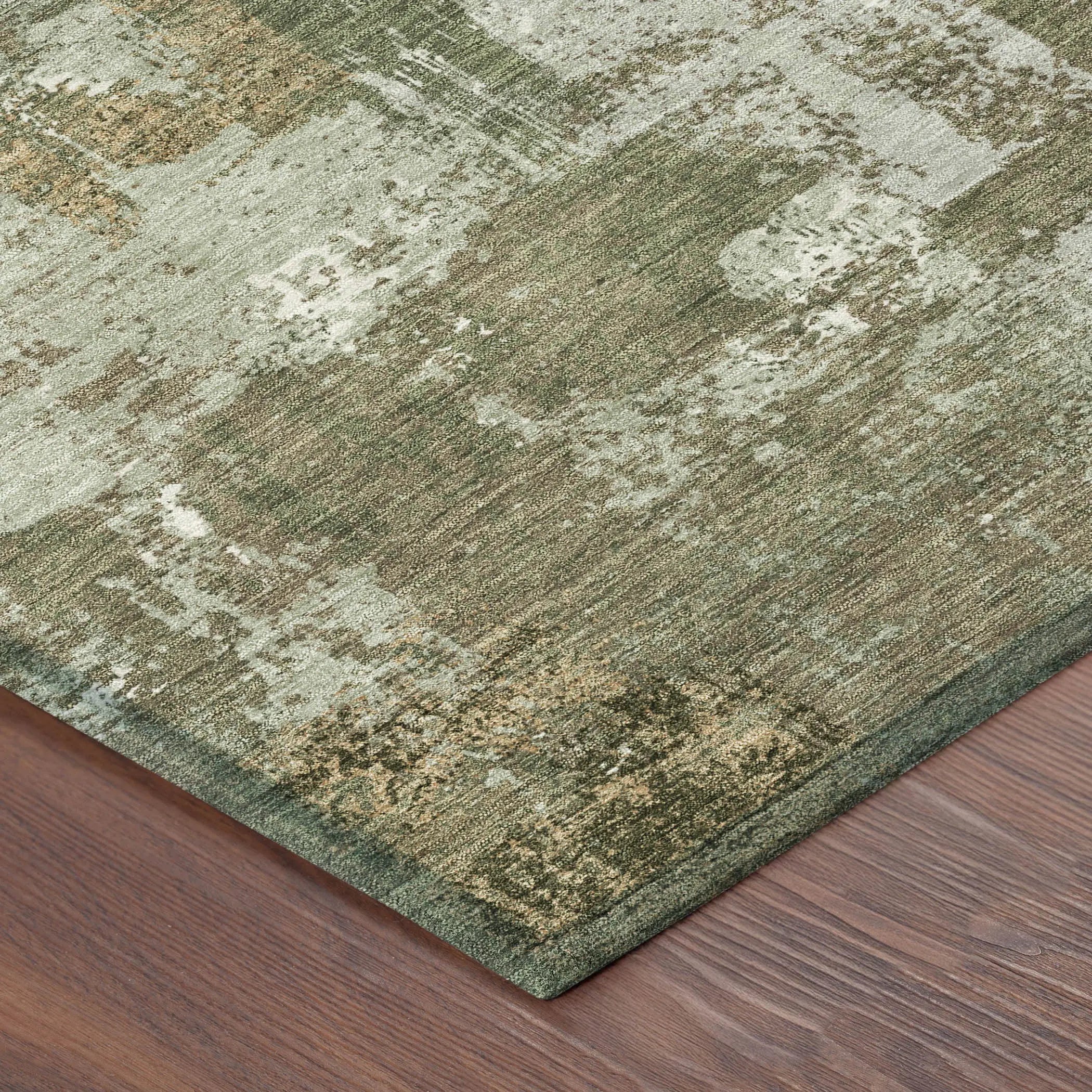 9' X 12' Olive Green And Beige Abstract Washable Indoor Outdoor Area Rug Homeroots Outdoor